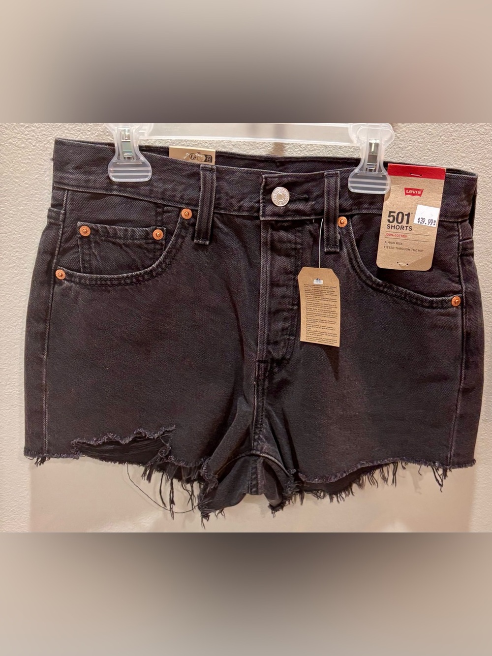 Levi's Black Distressed Cutoff Jean Shorts